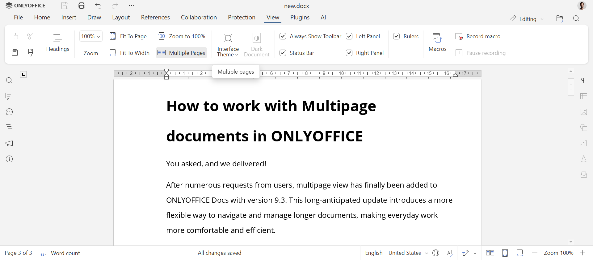 How to work with Multipage documents in ONLYOFFICE
