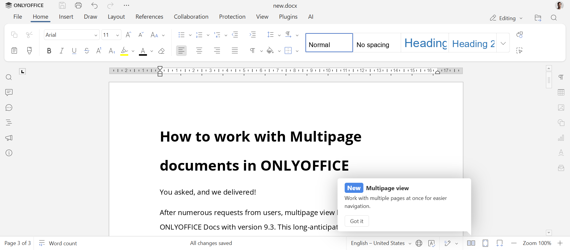 How to work with Multipage documents in ONLYOFFICE