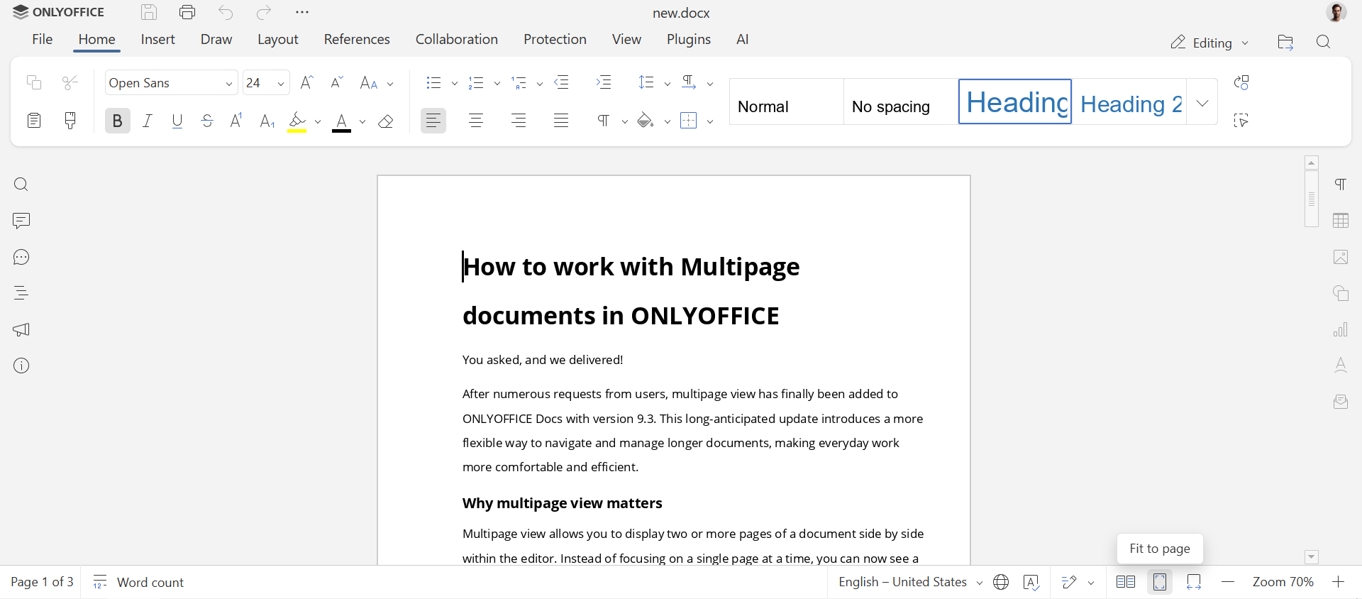 How to work with Multipage documents in ONLYOFFICE