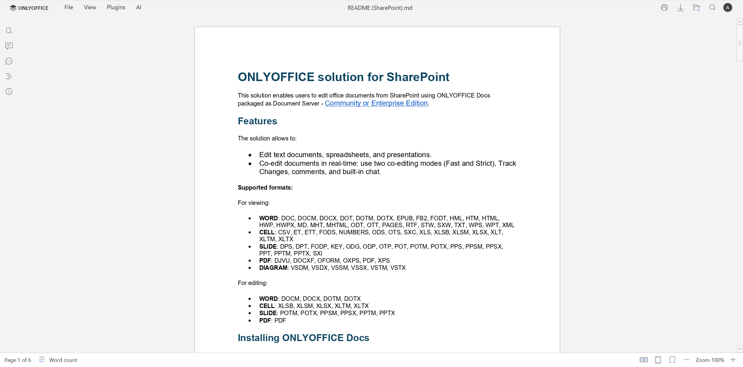 Conector ONLYOFFICE v3.1.0 para SharePoint: edición de archivos PDF, visualización de diagramas de Visio y compatibilidad con nuevos formatos de archivo