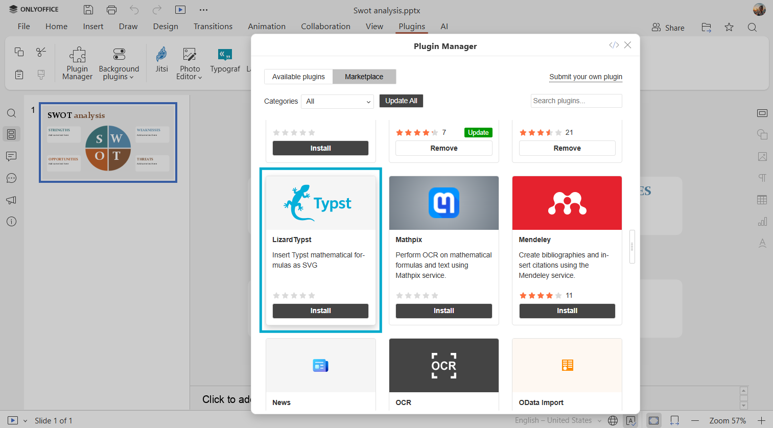 Solving the math typesetting puzzle: Introducing the LizardTypst plugin for ONLYOFFICE