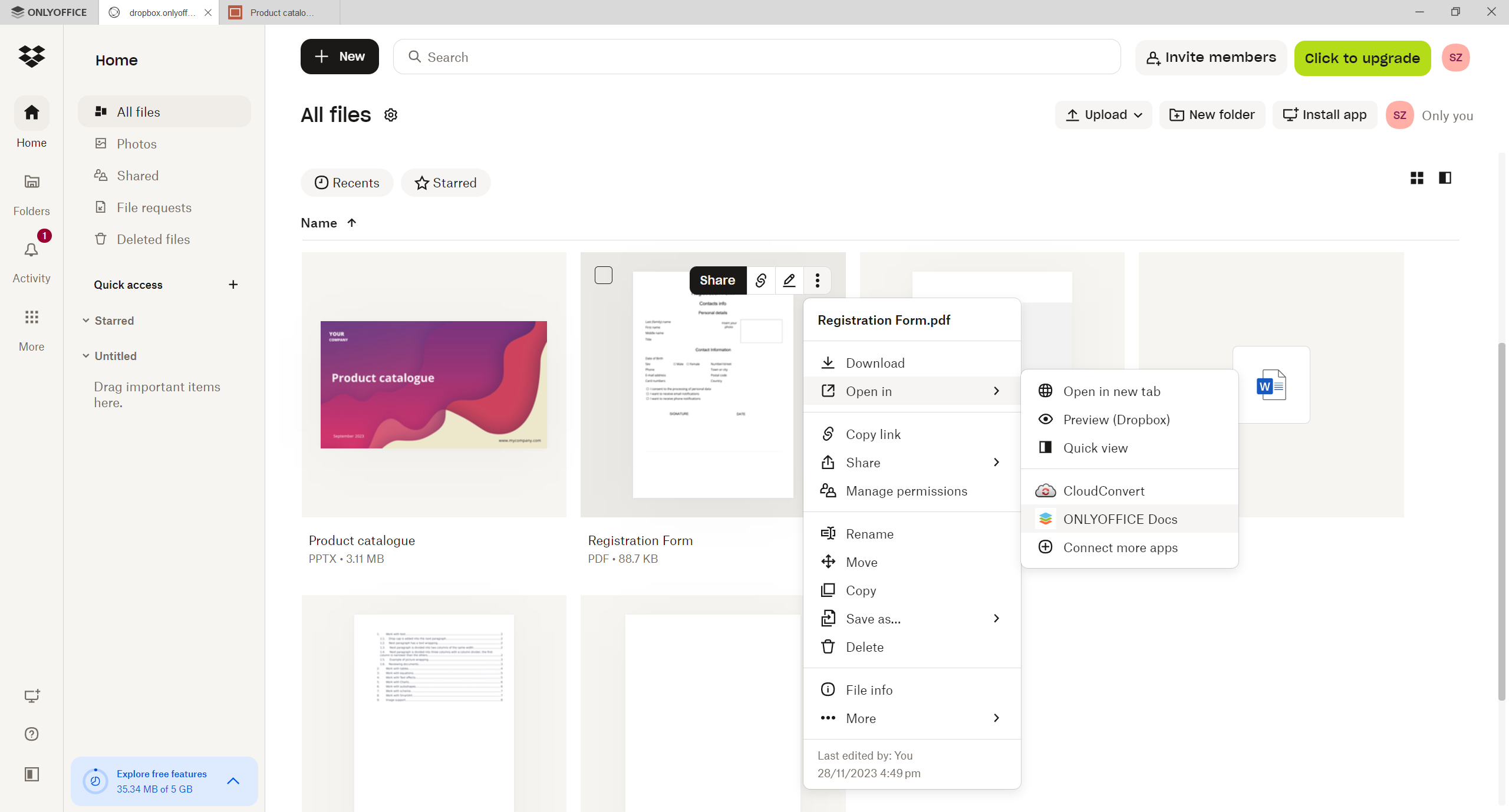 How to edit Dropbox files with ONLYOFFICE Desktop Editors