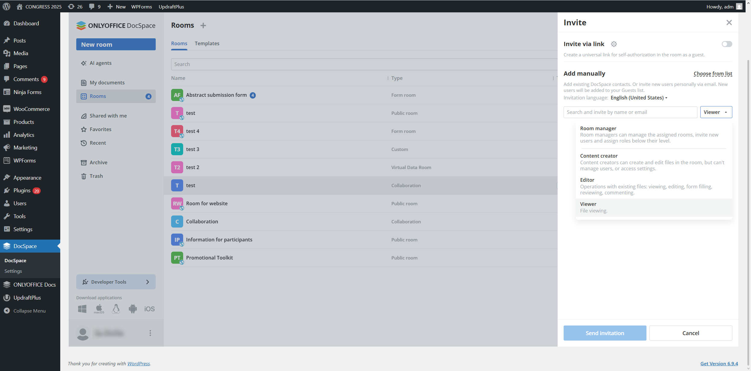 تكامل ONLYOFFICE DocSpace مع WordPress: أضف مشاركة مستندات آمنة والتعاون إلى موقعك الإلكتروني
