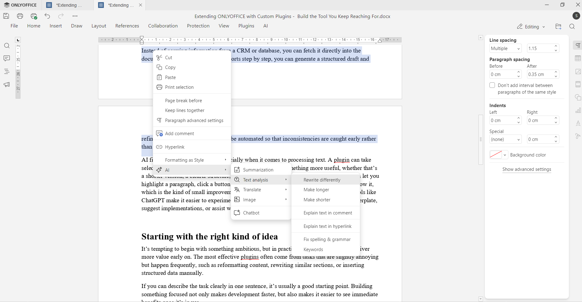 Extending ONLYOFFICE with custom plugins: build the tool you keep reaching for