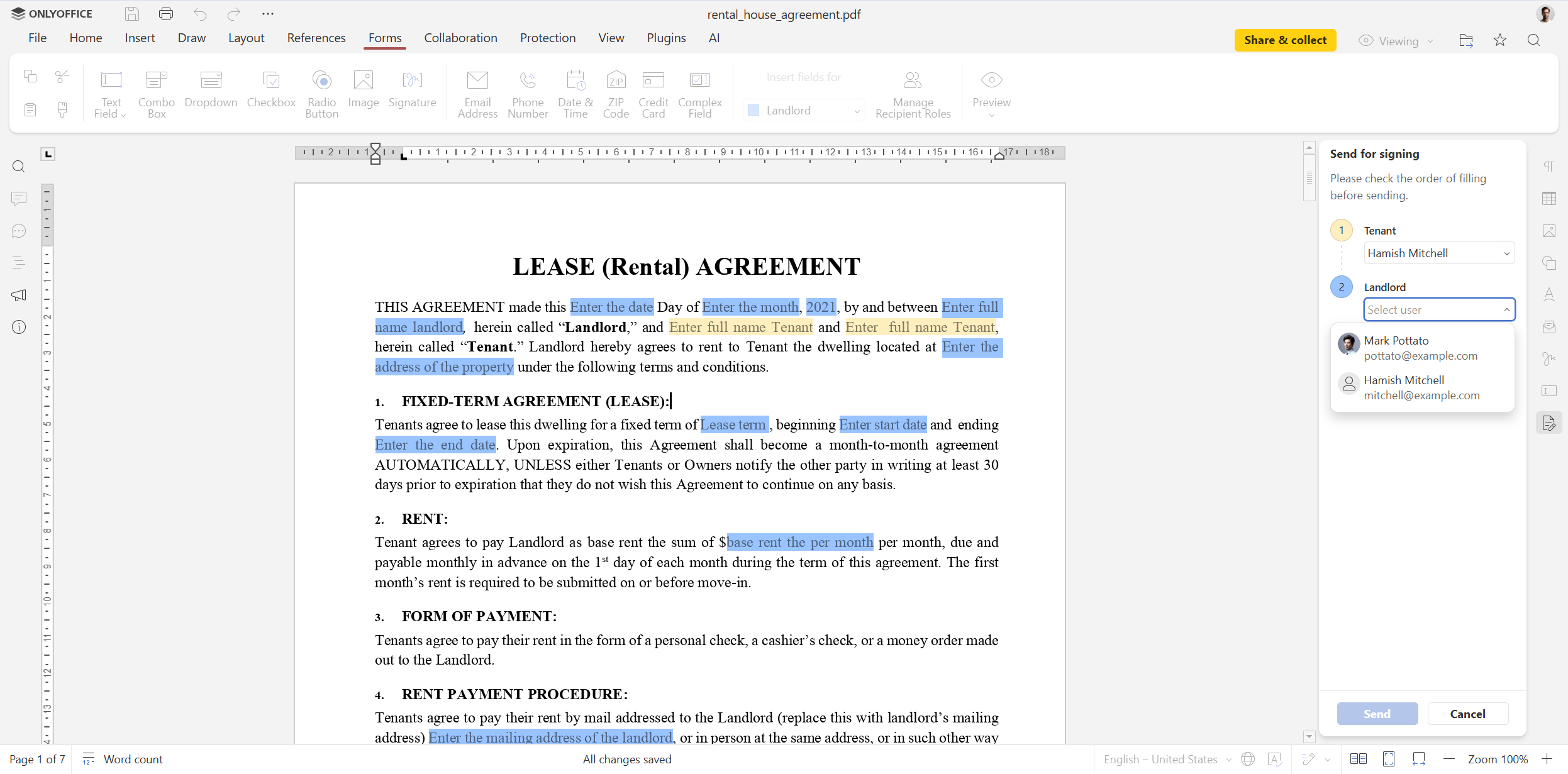 ONLYOFFICE Docs Enterprise 9.4: Admin Panel updates for better SharePoint integration, easier recipient assignment and form-filling, and more