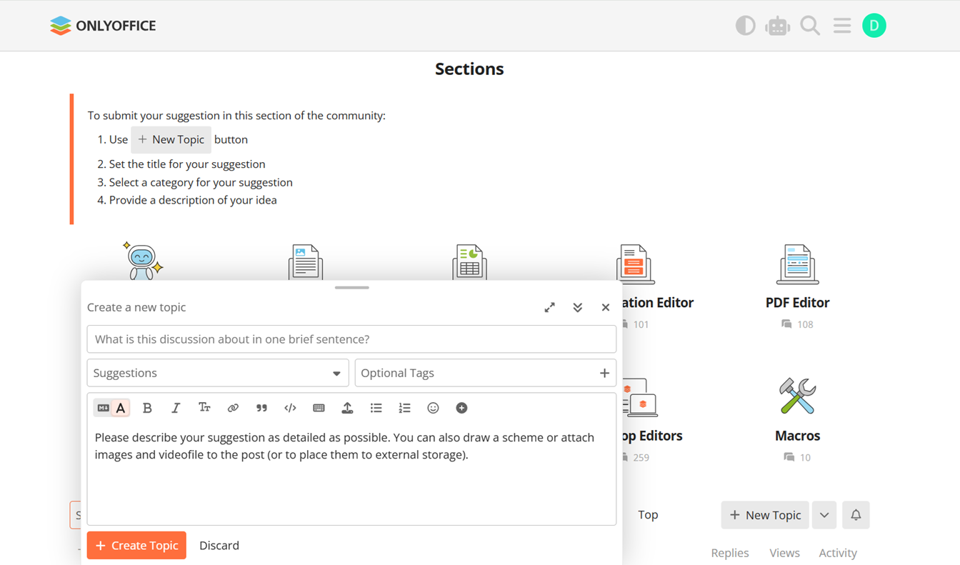 Partagez vos idées sur l'avenir des solutions ONLYOFFICE dans notre communauté