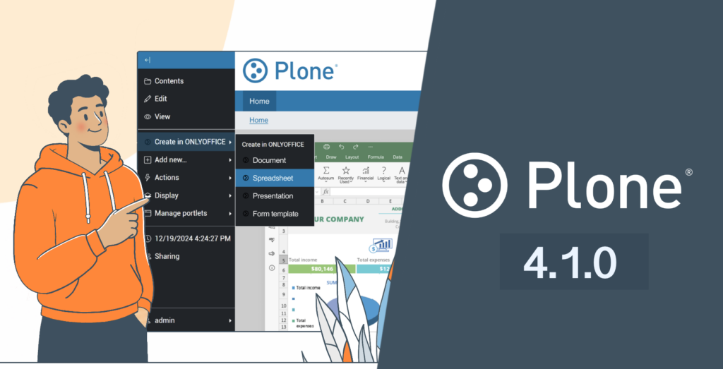 ONLYOFFICE-App v4.1.0 für Plone: ausfüllbare PDF-Formulare und erweiterte Lokalisierung