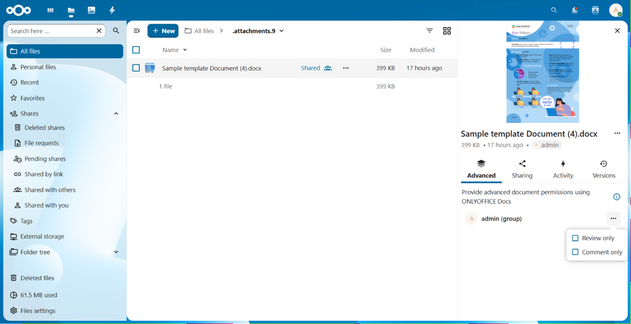 ONLYOFFICE connector for Nextcloud updated: compatibility with Nextcloud 34, improved Mail Merge and sharing control
