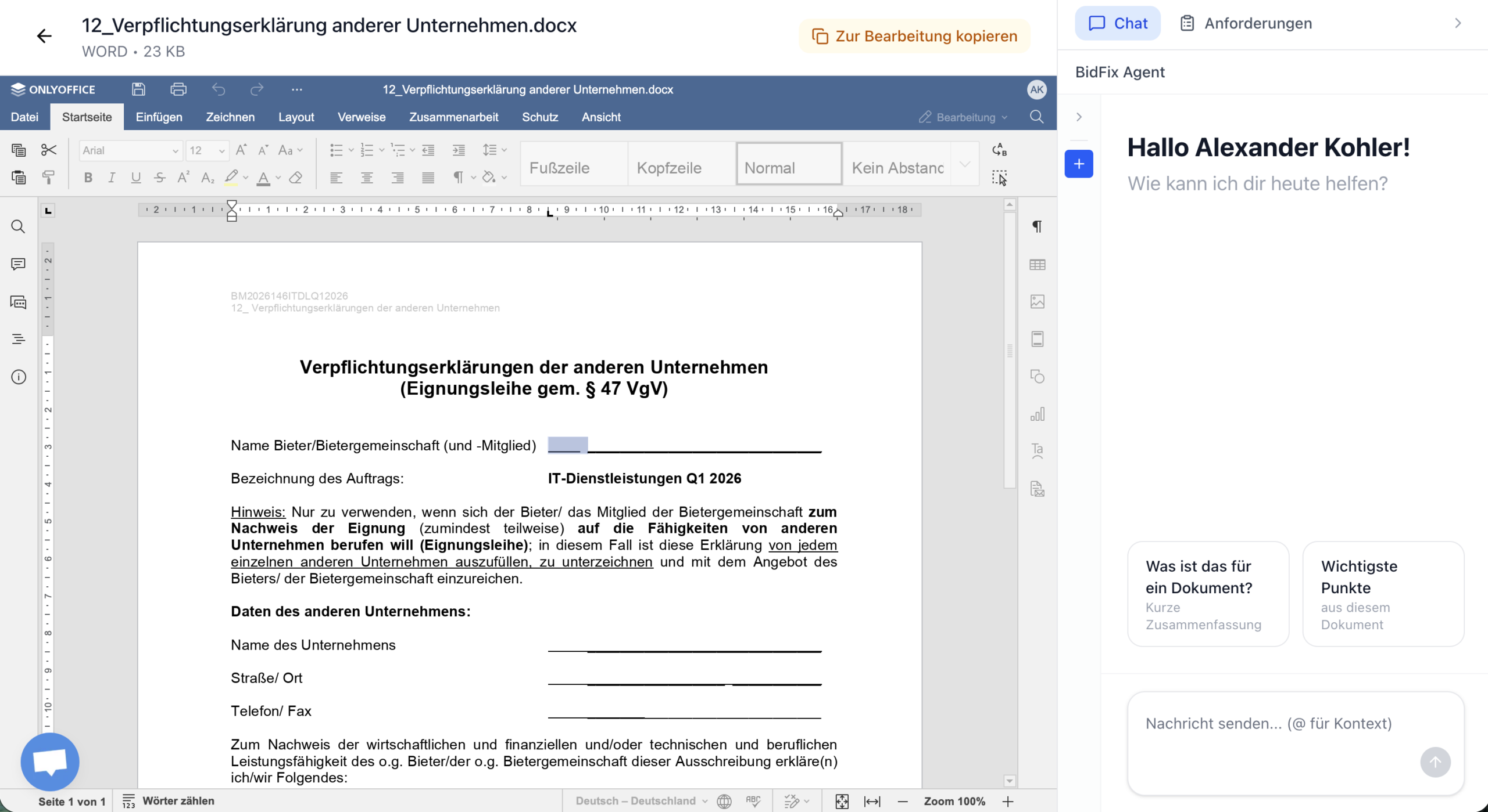 How BidFix embedded ONLYOFFICE Docs to power faster, compliant tender responses