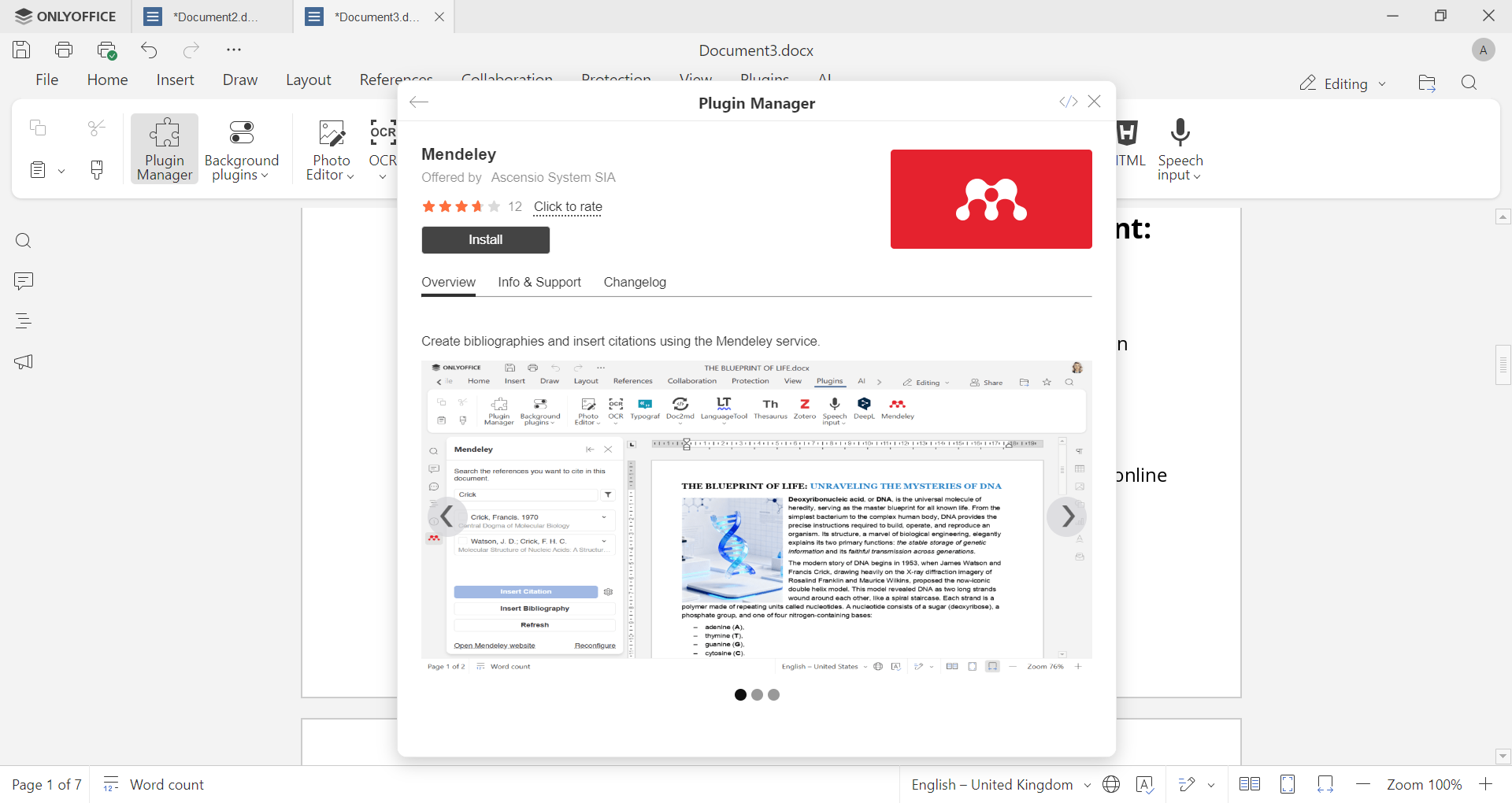 Wie man das Mendeley-Plugin in ein Word-Dokument einfügt