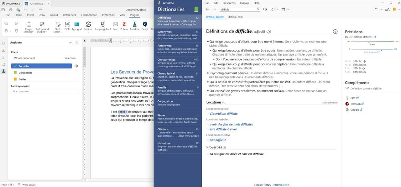 Neues Antidote-Plugin für ONLYOFFICE: Überprüfen und Verbessern Ihrer Texte in Englisch und Französisch