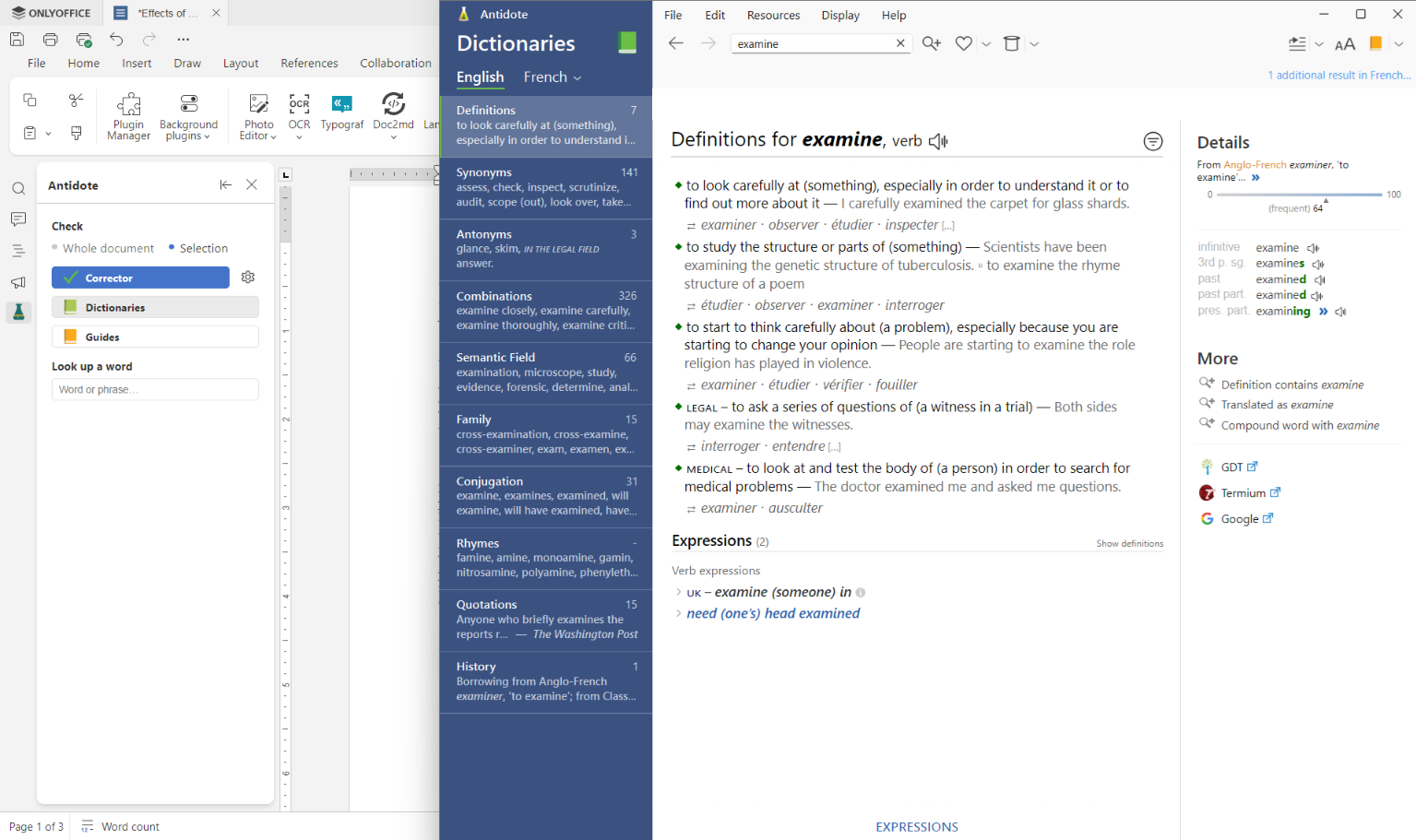 Neues Antidote-Plugin für ONLYOFFICE: Überprüfen und Verbessern Ihrer Texte in Englisch und Französisch