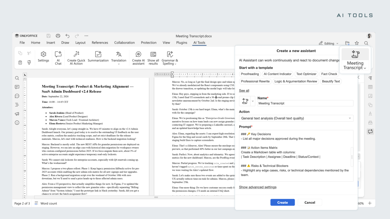 Lernen Sie ONLYOFFICE Docs 10.0 kennen: KI-Tools und modulare Apps, über 50 neue Funktionen, 1.000 Bugfixes, 35 behobene Sicherheitsanfälligkeiten und mehr