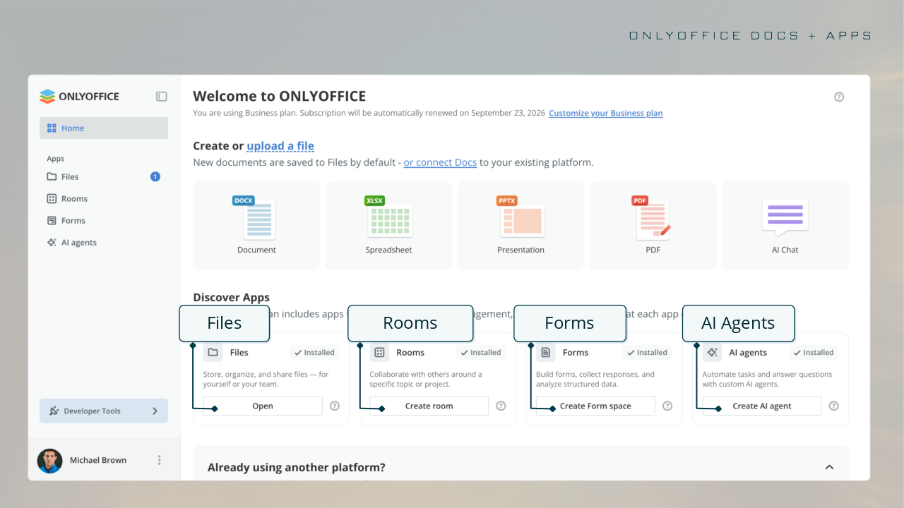 Lernen Sie ONLYOFFICE Docs 10.0 kennen: KI-Tools und modulare Apps, über 50 neue Funktionen, 1.000 Bugfixes, 35 behobene Sicherheitsanfälligkeiten und mehr