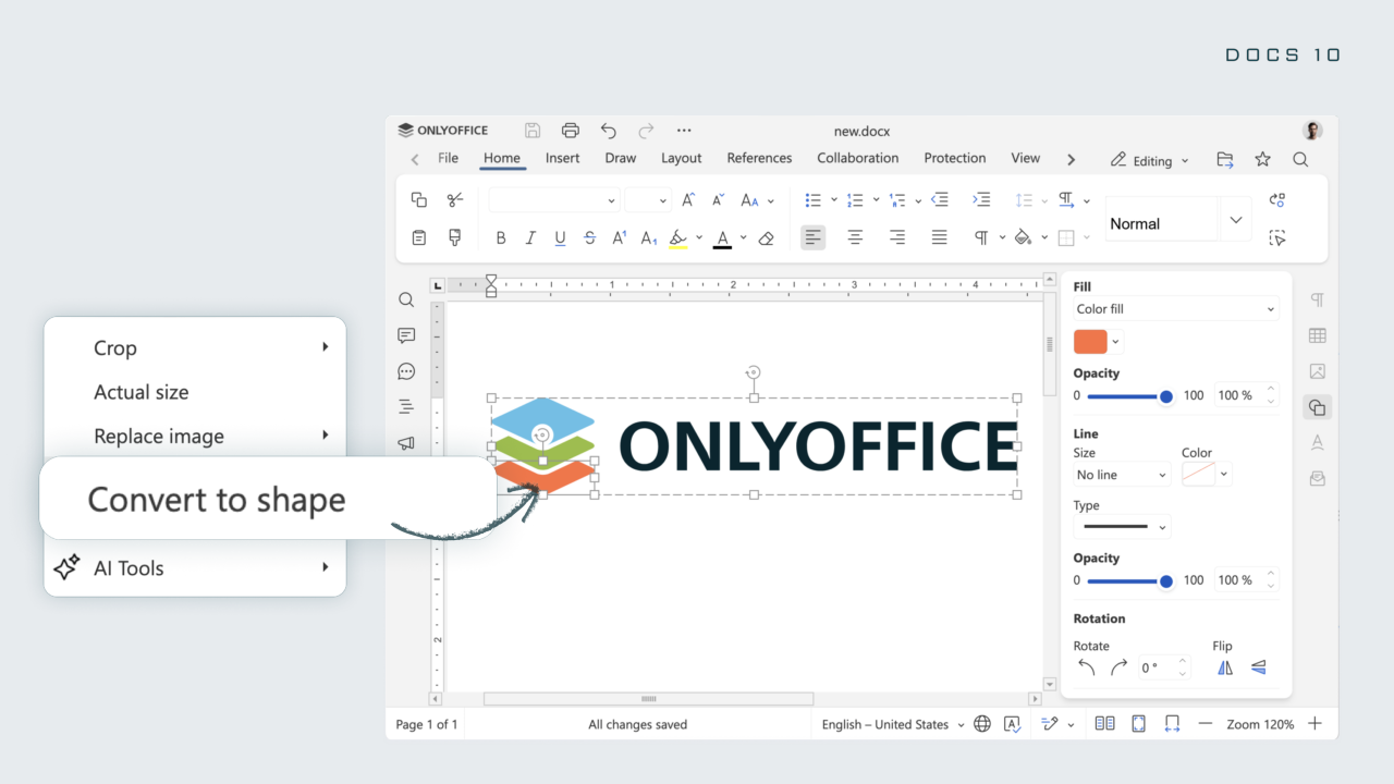 Lernen Sie ONLYOFFICE Docs 10.0 kennen: KI-Tools und modulare Apps, über 50 neue Funktionen, 1.000 Bugfixes, 35 behobene Sicherheitsanfälligkeiten und mehr