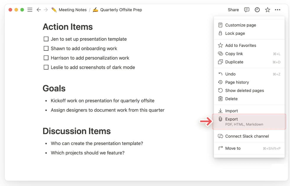 Cómo exportar páginas de Notion a Word (DOCX) y seguir colaborando después