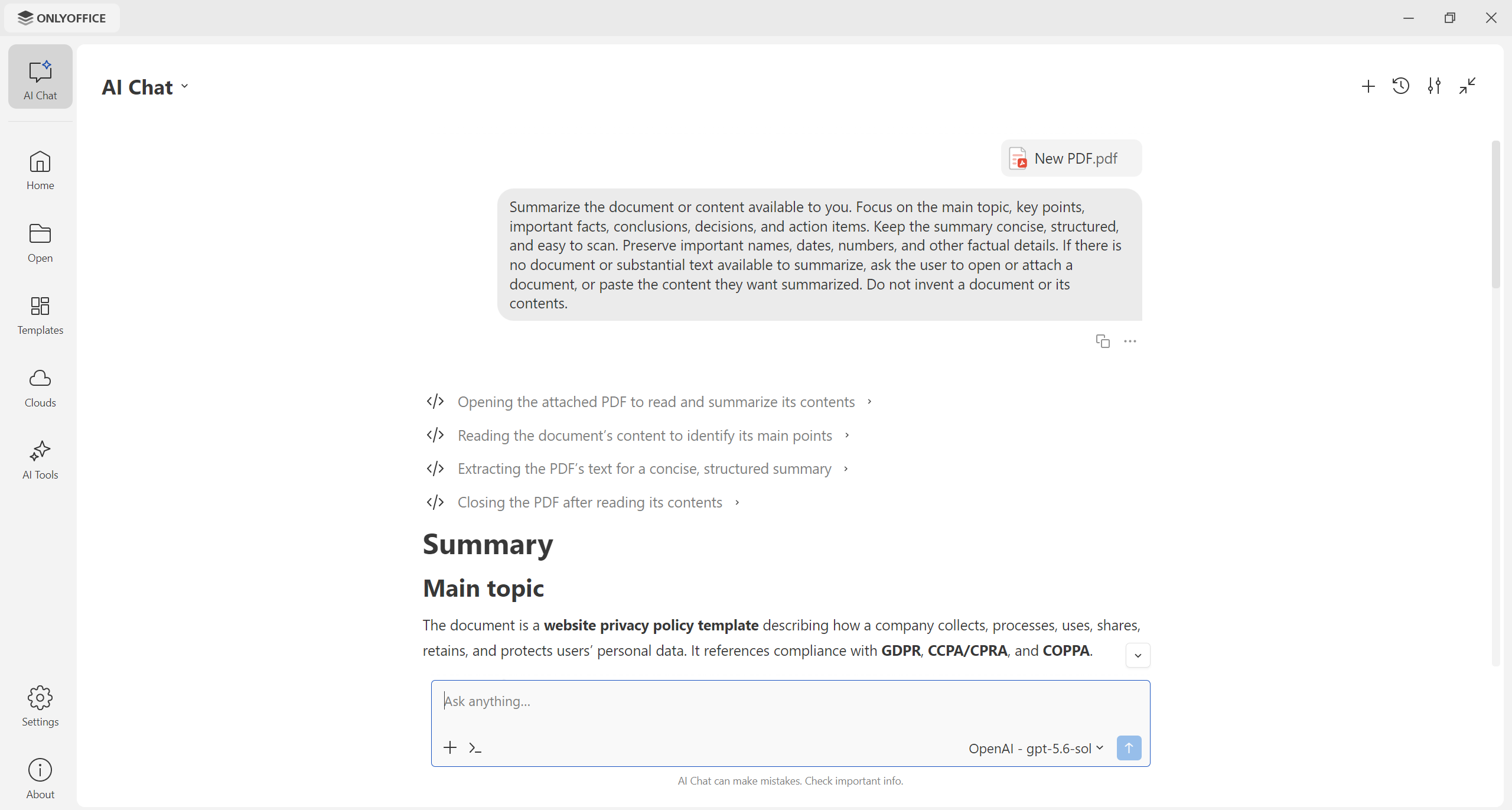 Meet ONLYOFFICE Desktop Editors 10.0: brand-new AI tools, redesigned start window, Odoo as a new cloud provider and more