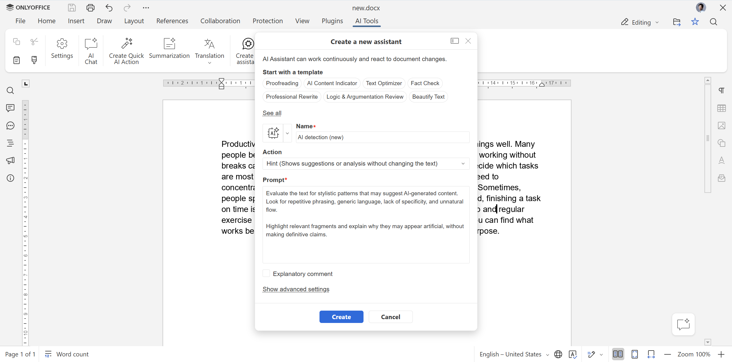 ONLYOFFICE AI-Tools: kontextbewusste KI in Ihren Dokumenten